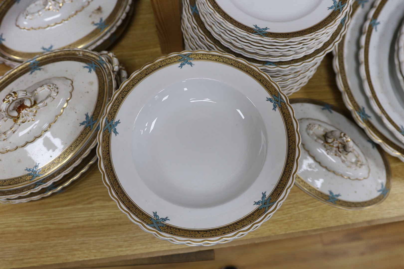 A late Victorian opaque porcelain dinner service